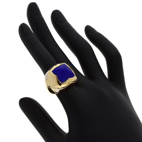BVLGARI Ring K18YG , K18WG gold Pyramide Lapis Lazuli Women Used Authentic