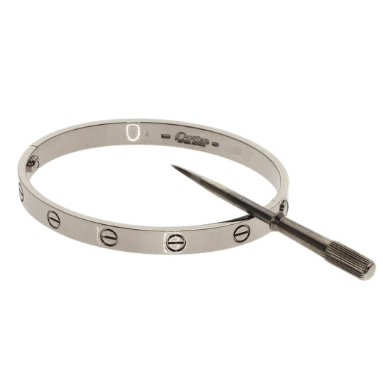 CARTIER bracelet K18WG Silver Love Bracelet with Driver Old Model #18 Women Used Authentic