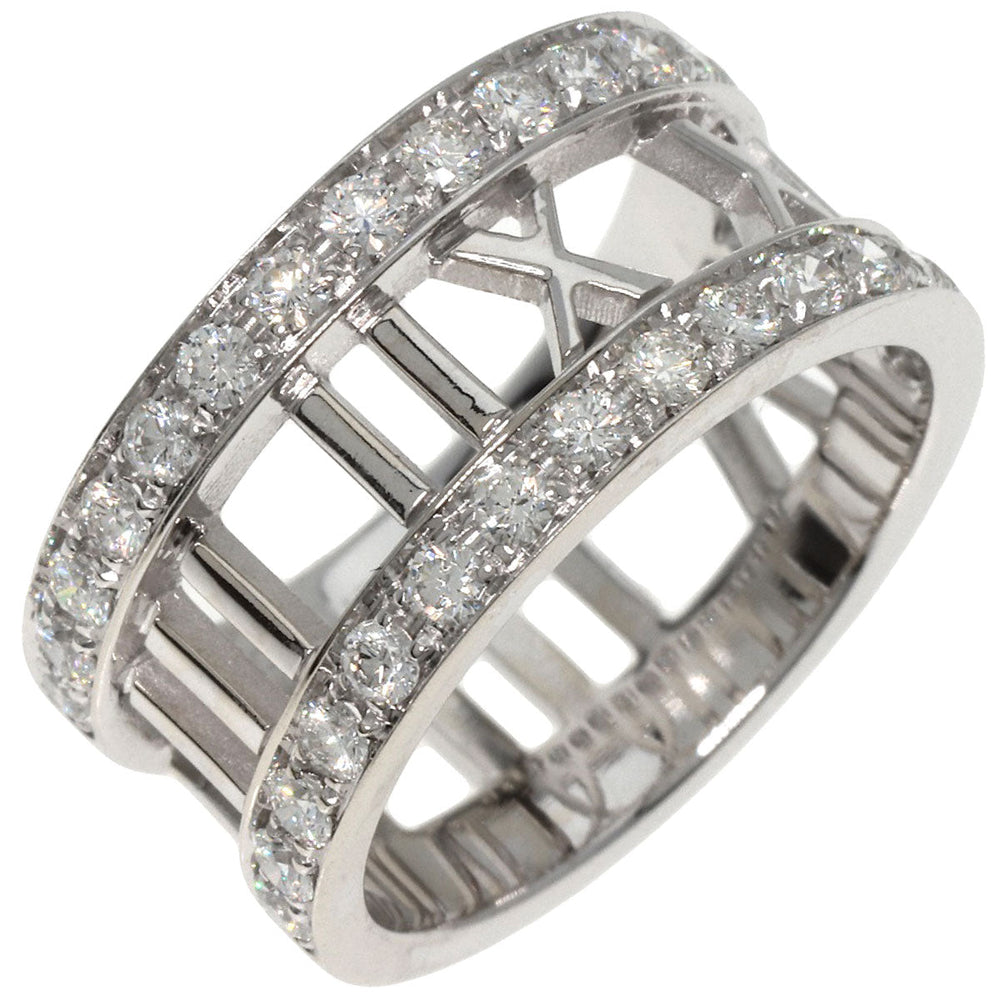 TIFFANY&Co. Ring K18WG Silver Open Atlas Diamond Women Used Authentic