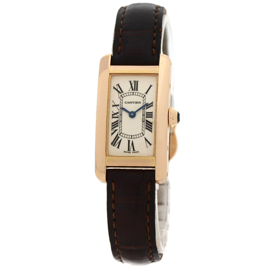 CARTIER Watches Quartz W2607456 K18PG, leather gold Tank American SM Ivory dial Women Used Authentic
