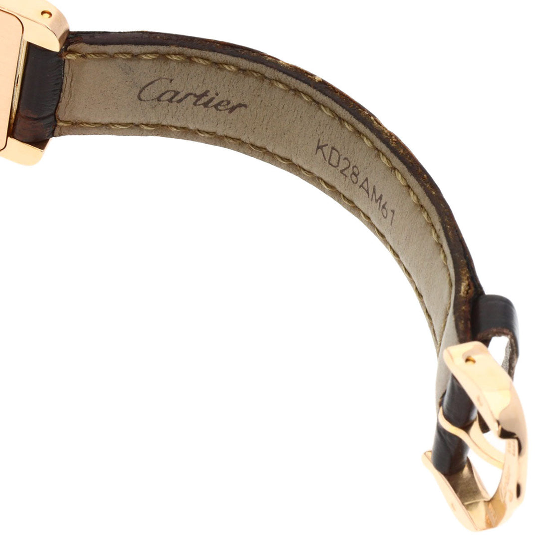 CARTIER Watches Quartz W2607456 K18PG, leather gold Tank American SM Ivory dial Women Used Authentic