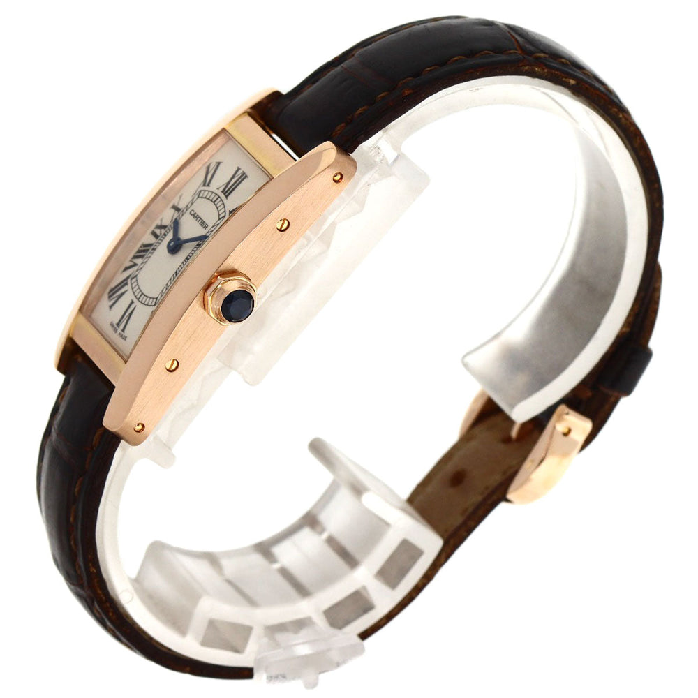 CARTIER Watches Quartz W2607456 K18PG, leather gold Tank American SM Ivory dial Women Used Authentic