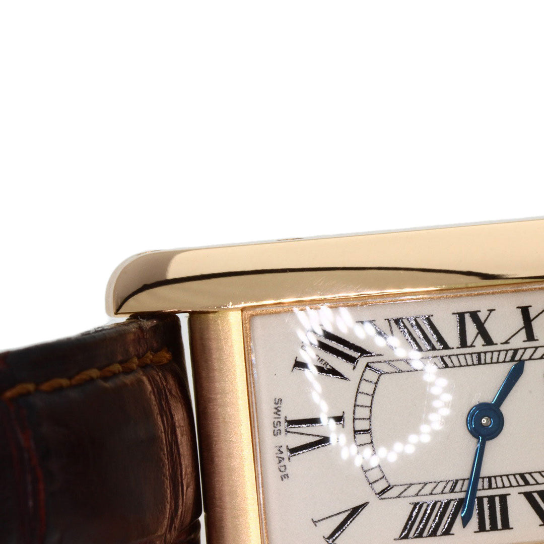 CARTIER Watches Quartz W2607456 K18PG, leather gold Tank American SM Ivory dial Women Used Authentic