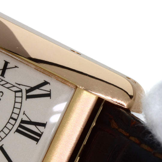 CARTIER Watches Quartz W2607456 K18PG, leather gold Tank American SM Ivory dial Women Used Authentic