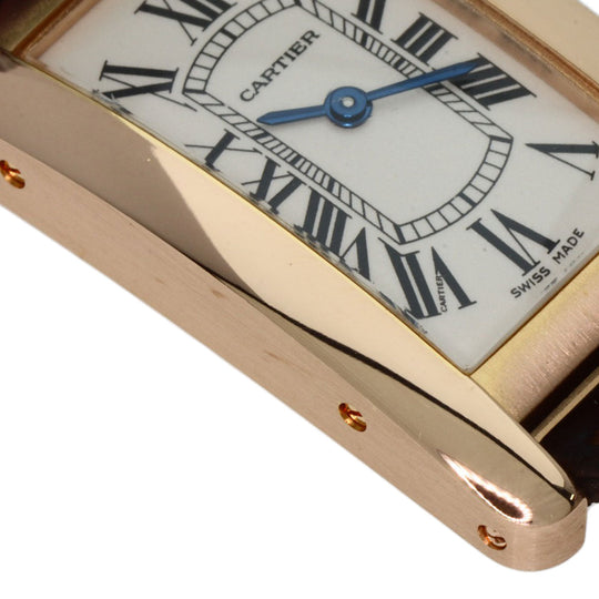 CARTIER Watches Quartz W2607456 K18PG, leather gold Tank American SM Ivory dial Women Used Authentic