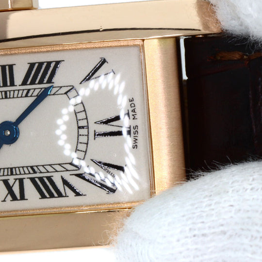CARTIER Watches Quartz W2607456 K18PG, leather gold Tank American SM Ivory dial Women Used Authentic