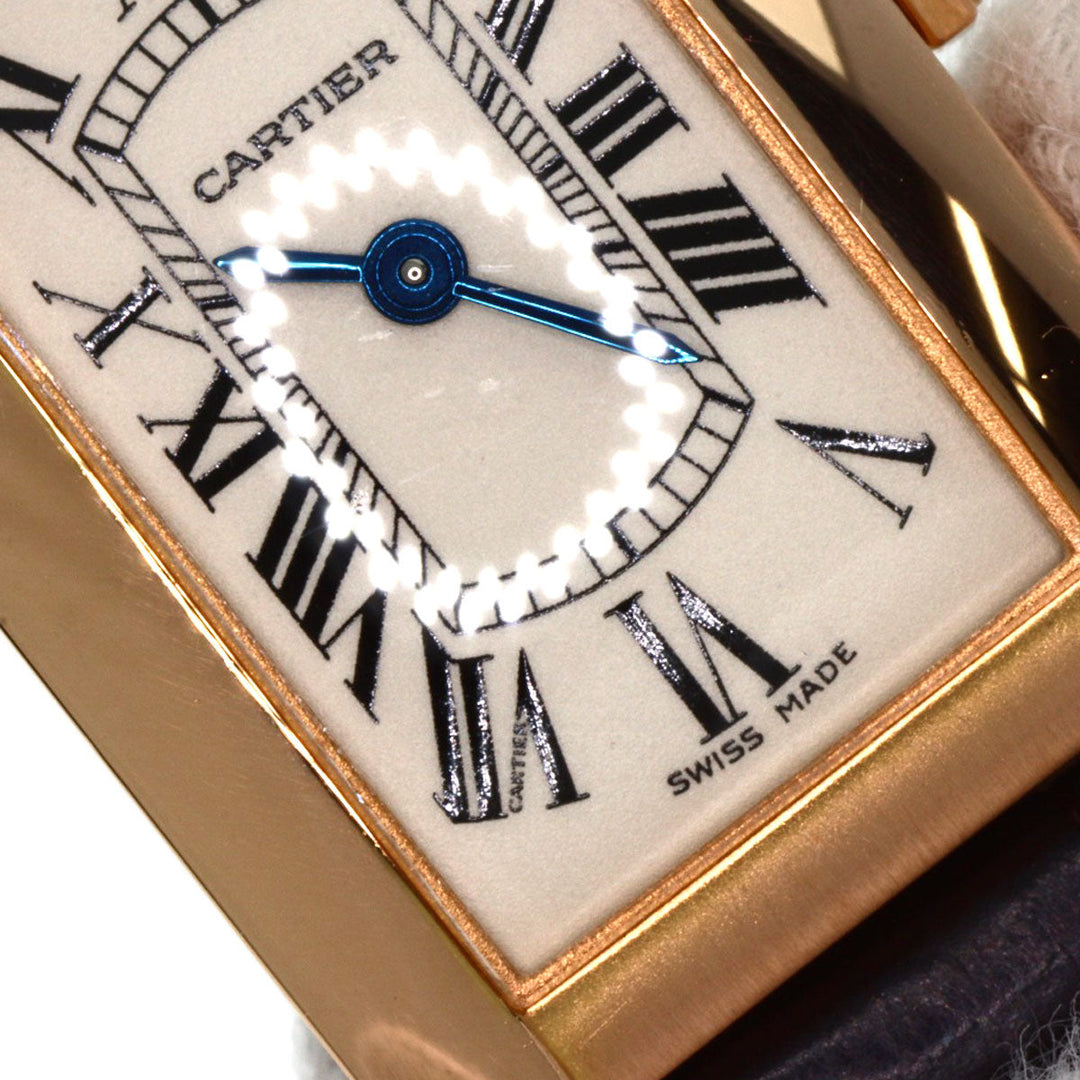 CARTIER Watches Quartz W2607456 K18PG, leather gold Tank American SM Ivory dial Women Used Authentic