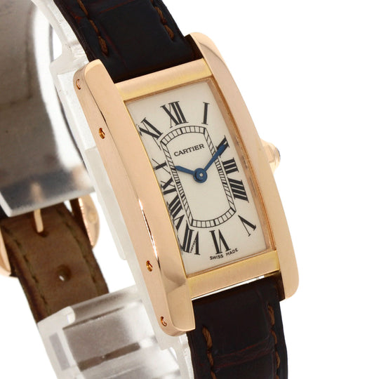 CARTIER Watches Quartz W2607456 K18PG, leather gold Tank American SM Ivory dial Women Used Authentic