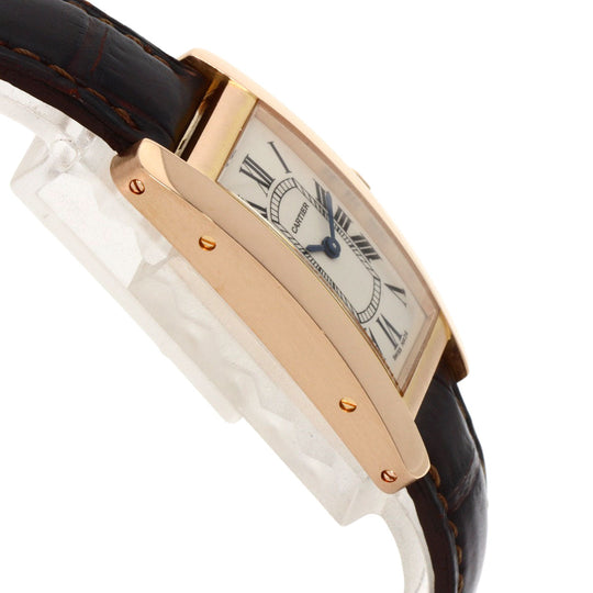 CARTIER Watches Quartz W2607456 K18PG, leather gold Tank American SM Ivory dial Women Used Authentic