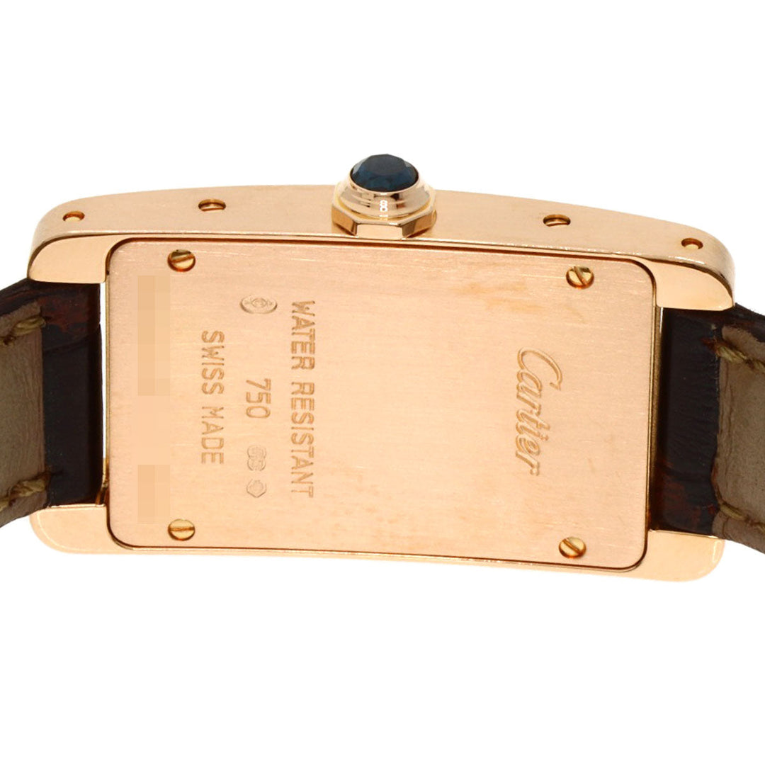 CARTIER Watches Quartz W2607456 K18PG, leather gold Tank American SM Ivory dial Women Used Authentic