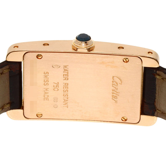 CARTIER Watches Quartz W2607456 K18PG, leather gold Tank American SM Ivory dial Women Used Authentic