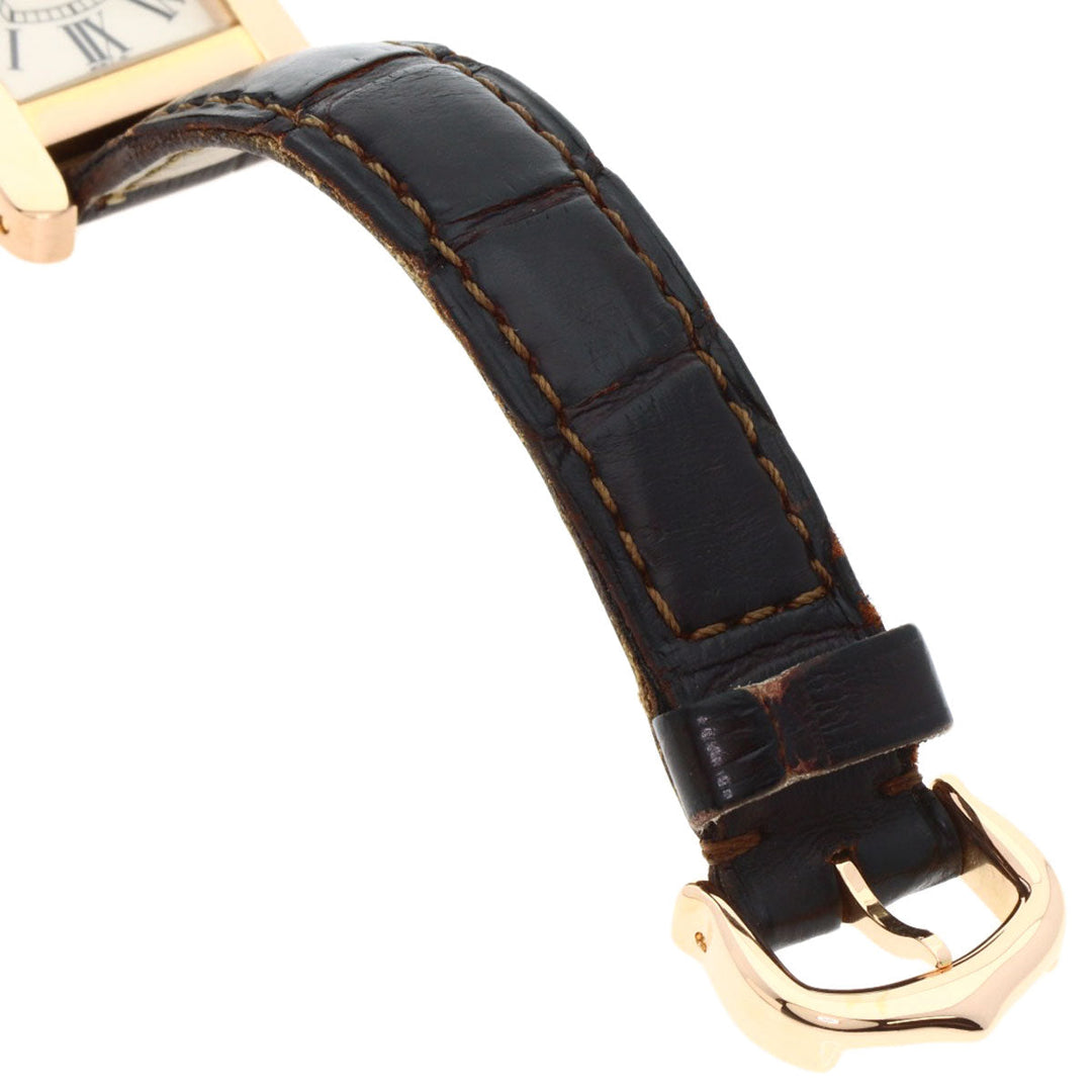 CARTIER Watches Quartz W2607456 K18PG, leather gold Tank American SM Ivory dial Women Used Authentic