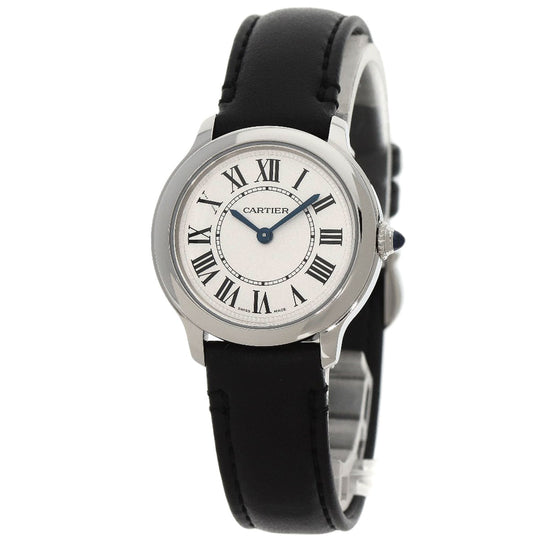 CARTIER Watches Quartz WSPN0030 Stainless Steel, Black Strap Silver Ronde Must Do Cartier 1.1" Silver dial Women Used Authentic