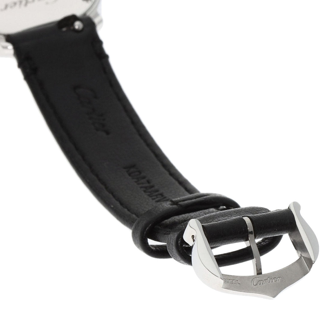 CARTIER Watches Quartz WSPN0030 Stainless Steel, Black Strap Silver Ronde Must Do Cartier 1.1" Silver dial Women Used Authentic