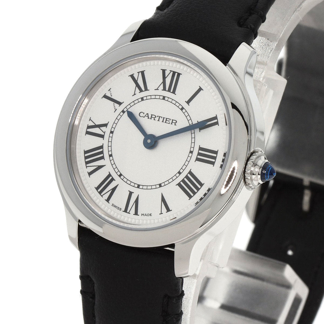 CARTIER Watches Quartz WSPN0030 Stainless Steel, Black Strap Silver Ronde Must Do Cartier 1.1" Silver dial Women Used Authentic