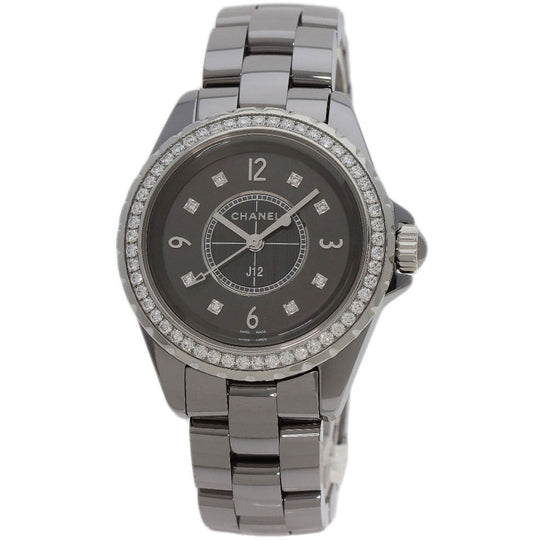 CHANEL Watches Quartz H2565 Titanium Ceramic, Titanium Ceramic, Diamond Silver J12 Chromatic 1.3" 8P Diamond gray dial Women Used Authentic