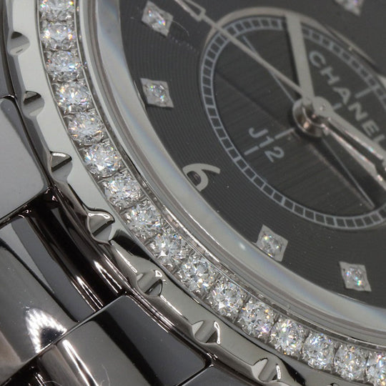 CHANEL Watches Quartz H2565 Titanium Ceramic, Titanium Ceramic, Diamond Silver J12 Chromatic 1.3" 8P Diamond gray dial Women Used Authentic