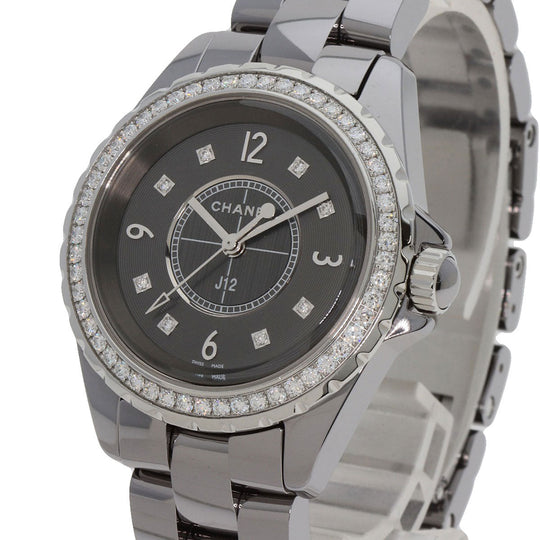 CHANEL Watches Quartz H2565 Titanium Ceramic, Titanium Ceramic, Diamond Silver J12 Chromatic 1.3" 8P Diamond gray dial Women Used Authentic