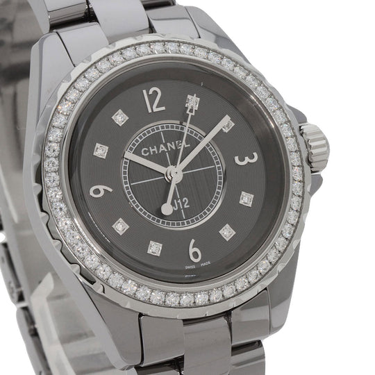 CHANEL Watches Quartz H2565 Titanium Ceramic, Titanium Ceramic, Diamond Silver J12 Chromatic 1.3" 8P Diamond gray dial Women Used Authentic