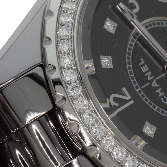 CHANEL Watches Quartz H2565 Titanium Ceramic, Titanium Ceramic, Diamond Silver J12 Chromatic 1.3" 8P Diamond gray dial Women Used Authentic