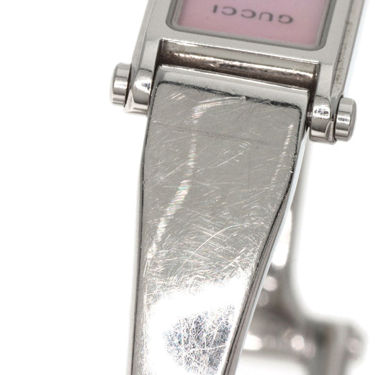 GUCCI Watches Quartz 1500L Stainless Steel , Stainless Steel Silver Square face Pink shell dial Women Used Authentic