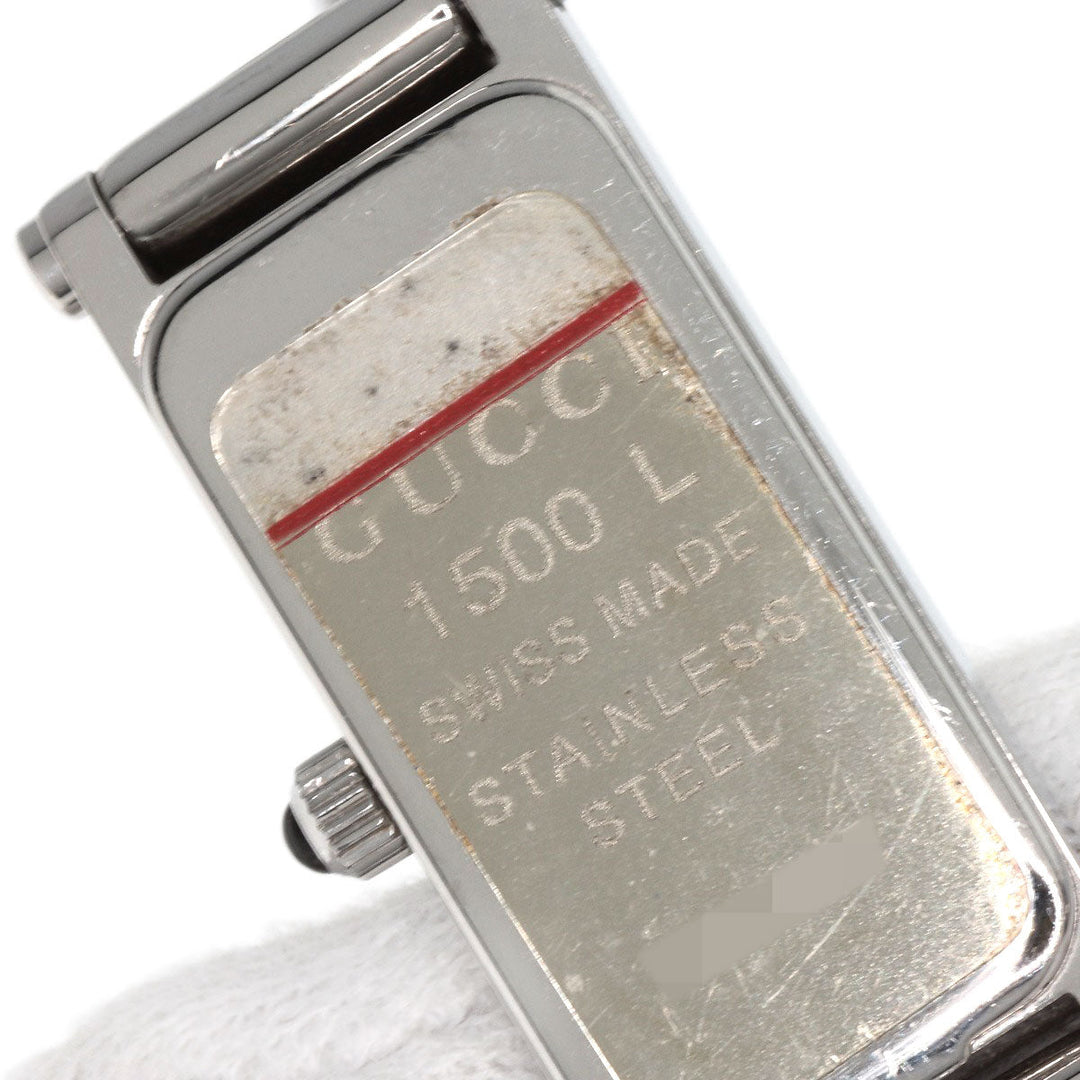 GUCCI Watches Quartz 1500L Stainless Steel , Stainless Steel Silver Square face Pink shell dial Women Used Authentic