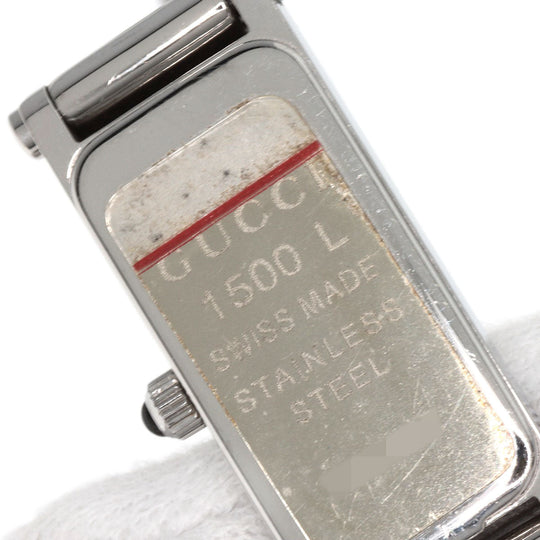 GUCCI Watches Quartz 1500L Stainless Steel , Stainless Steel Silver Square face Pink shell dial Women Used Authentic
