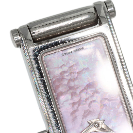 GUCCI Watches Quartz 1500L Stainless Steel , Stainless Steel Silver Square face Pink shell dial Women Used Authentic