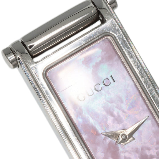 GUCCI Watches Quartz 1500L Stainless Steel , Stainless Steel Silver Square face Pink shell dial Women Used Authentic