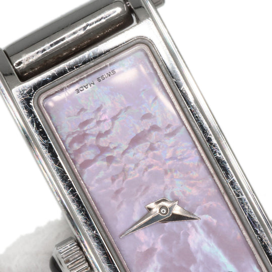 GUCCI Watches Quartz 1500L Stainless Steel , Stainless Steel Silver Square face Pink shell dial Women Used Authentic
