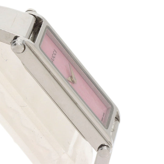 GUCCI Watches Quartz 1500L Stainless Steel , Stainless Steel Silver Square face Pink shell dial Women Used Authentic