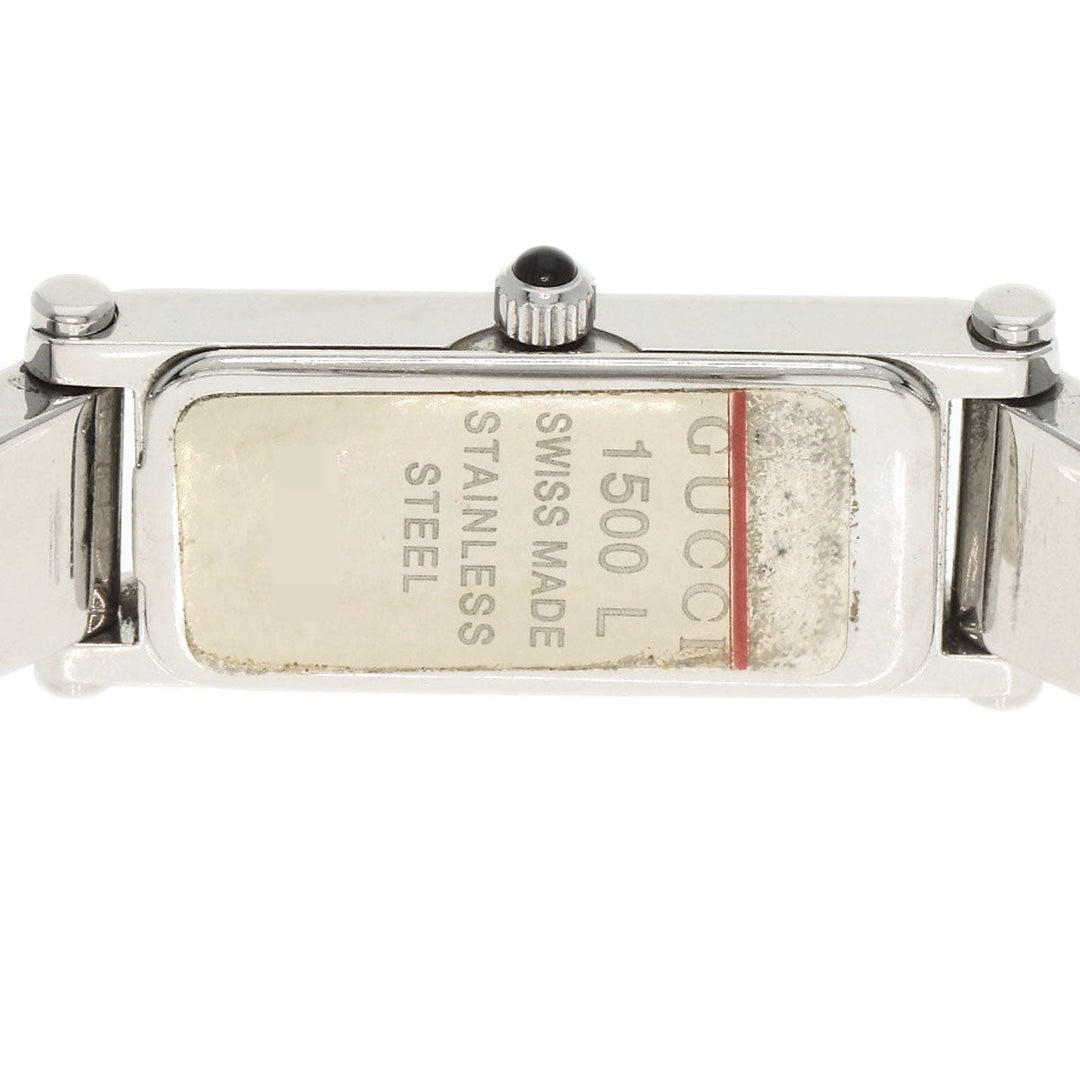 GUCCI Watches Quartz 1500L Stainless Steel , Stainless Steel Silver Square face Pink shell dial Women Used Authentic