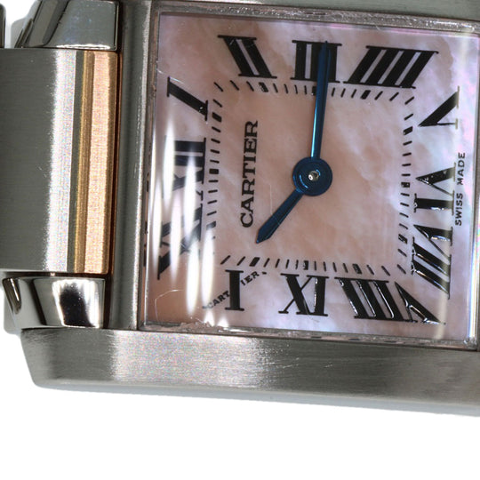 CARTIER Watches Quartz W51027Q4 Stainless Steel , SSxK18PG gold Tank francaise SM Pink shell dial Women Used Authentic