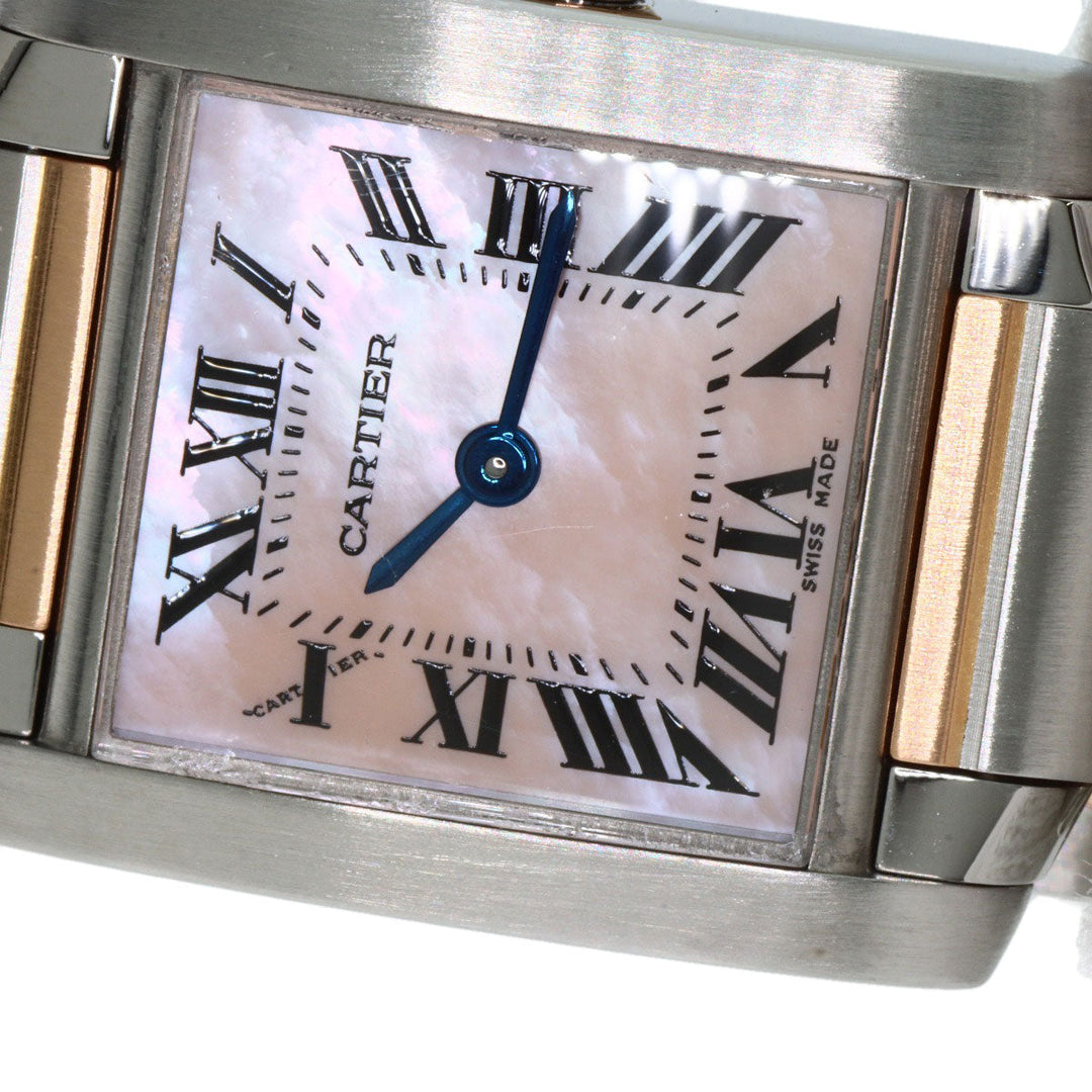 CARTIER Watches Quartz W51027Q4 Stainless Steel , SSxK18PG gold Tank francaise SM Pink shell dial Women Used Authentic