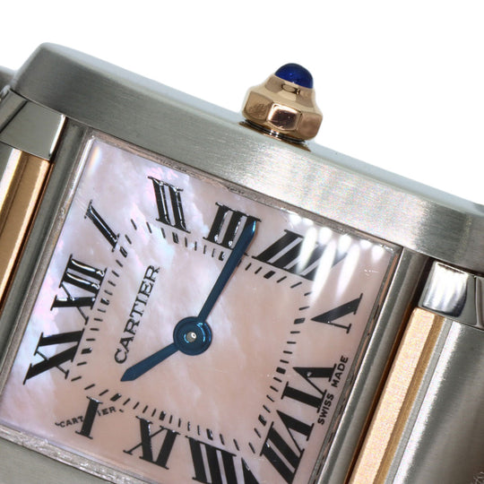 CARTIER Watches Quartz W51027Q4 Stainless Steel , SSxK18PG gold Tank francaise SM Pink shell dial Women Used Authentic