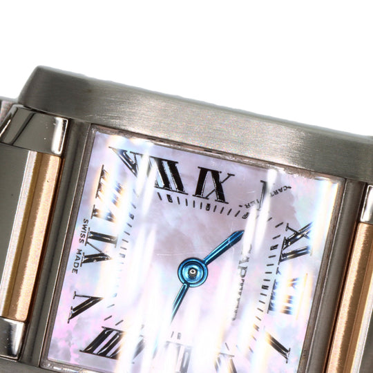 CARTIER Watches Quartz W51027Q4 Stainless Steel , SSxK18PG gold Tank francaise SM Pink shell dial Women Used Authentic