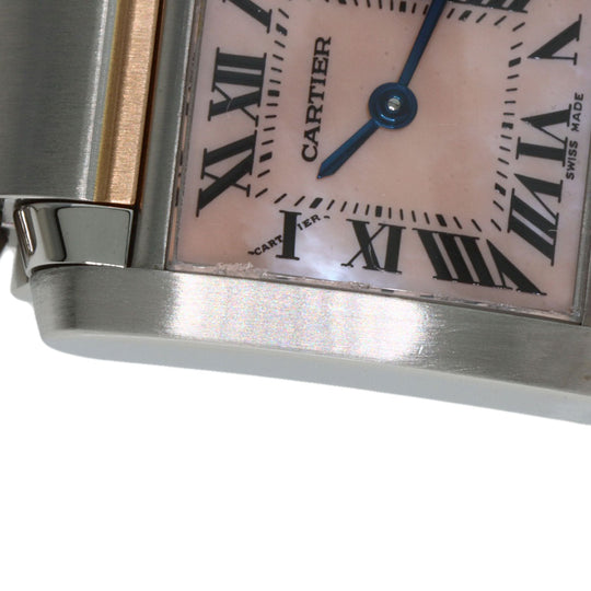 CARTIER Watches Quartz W51027Q4 Stainless Steel , SSxK18PG gold Tank francaise SM Pink shell dial Women Used Authentic
