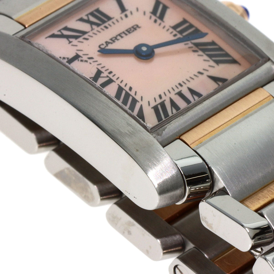 CARTIER Watches Quartz W51027Q4 Stainless Steel , SSxK18PG gold Tank francaise SM Pink shell dial Women Used Authentic