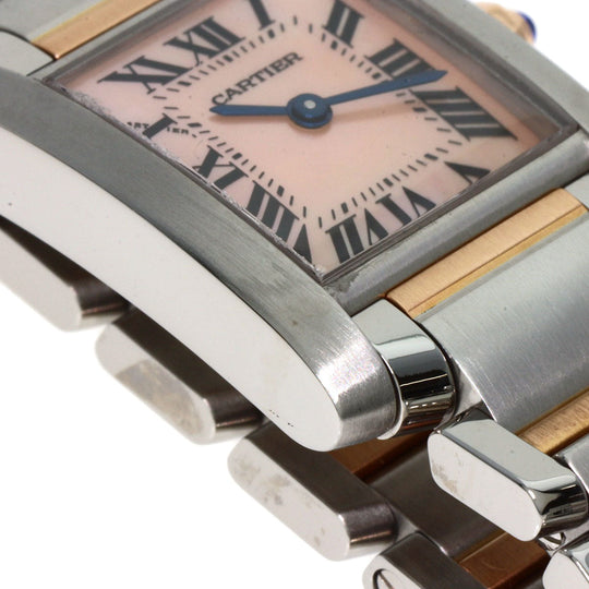 CARTIER Watches Quartz W51027Q4 Stainless Steel , SSxK18PG gold Tank francaise SM Pink shell dial Women Used Authentic