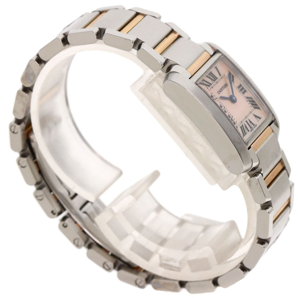 CARTIER Watches Quartz W51027Q4 Stainless Steel , SSxK18PG gold Tank francaise SM Pink shell dial Women Used Authentic