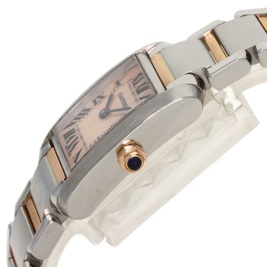 CARTIER Watches Quartz W51027Q4 Stainless Steel , SSxK18PG gold Tank francaise SM Pink shell dial Women Used Authentic