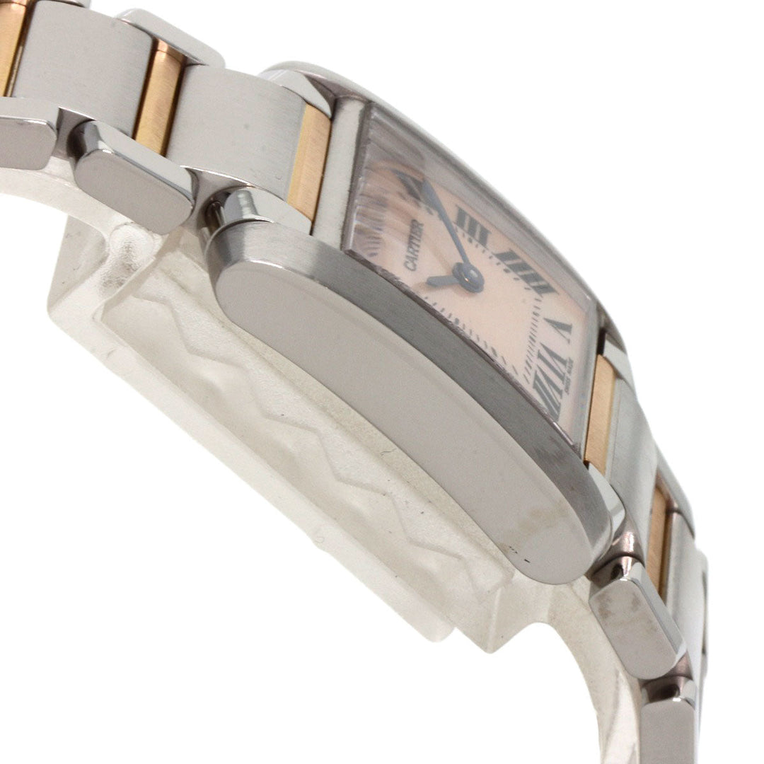 CARTIER Watches Quartz W51027Q4 Stainless Steel , SSxK18PG gold Tank francaise SM Pink shell dial Women Used Authentic