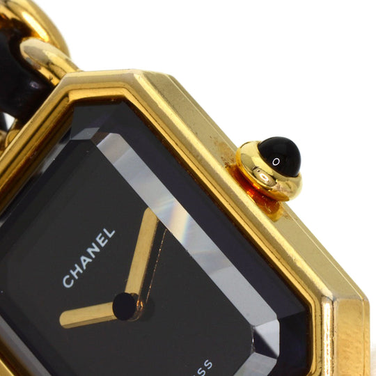 CHANEL Watches Quartz H0001 Gold Plated, Leather xGP gold Premiere black dial Women Used Authentic