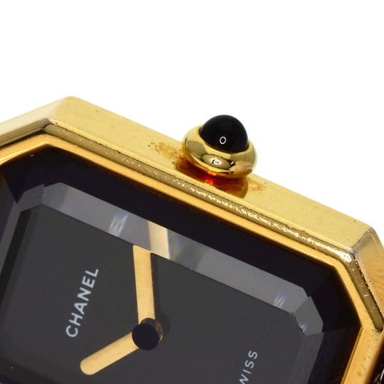 CHANEL Watches Quartz H0001 Gold Plated, Leather xGP gold Premiere black dial Women Used Authentic