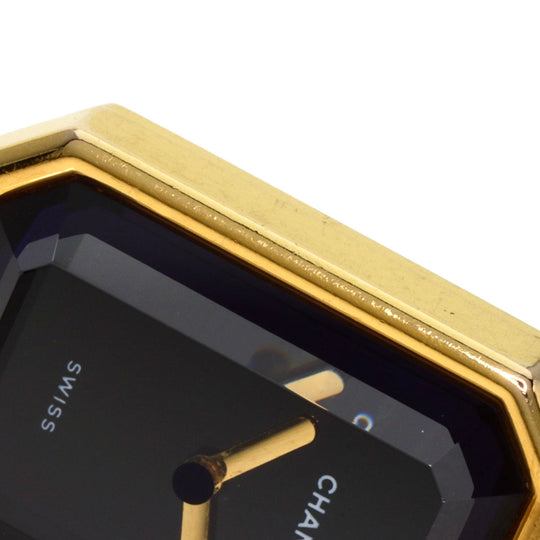 CHANEL Watches Quartz H0001 Gold Plated, Leather xGP gold Premiere black dial Women Used Authentic