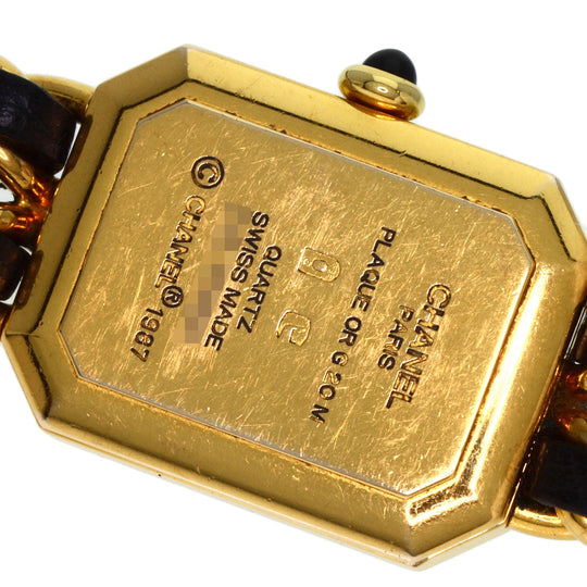 CHANEL Watches Quartz H0001 Gold Plated, Leather xGP gold Premiere black dial Women Used Authentic