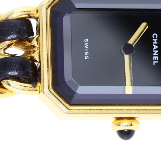 CHANEL Watches Quartz H0001 Gold Plated, Leather xGP gold Premiere black dial Women Used Authentic