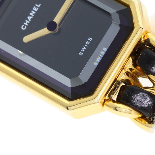 CHANEL Watches Quartz H0001 Gold Plated, Leather xGP gold Premiere black dial Women Used Authentic