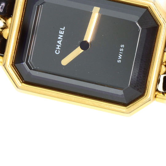 CHANEL Watches Quartz H0001 Gold Plated, Leather xGP gold Premiere black dial Women Used Authentic
