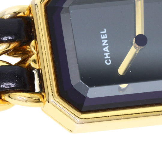 CHANEL Watches Quartz H0001 Gold Plated, Leather xGP gold Premiere black dial Women Used Authentic